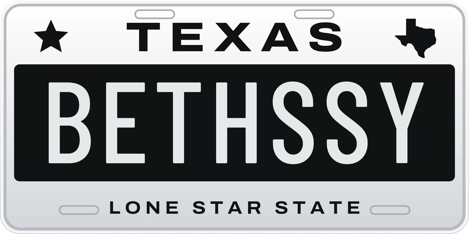 Placa de Texas que dice BETHSSY